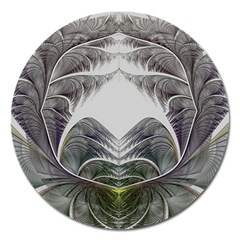 Fractal White Design Pattern Magnet 5  (round) by Celenk