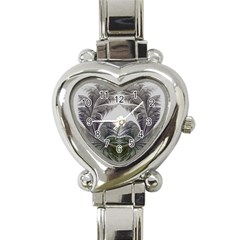 Fractal White Design Pattern Heart Italian Charm Watch