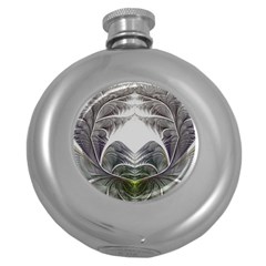 Fractal White Design Pattern Round Hip Flask (5 oz)