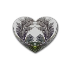 Fractal White Design Pattern Rubber Coaster (Heart) 