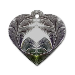 Fractal White Design Pattern Dog Tag Heart (Two Sides)