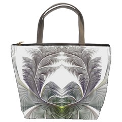 Fractal White Design Pattern Bucket Bags