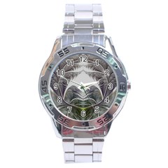 Fractal White Design Pattern Stainless Steel Analogue Watch