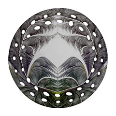 Fractal White Design Pattern Round Filigree Ornament (Two Sides)