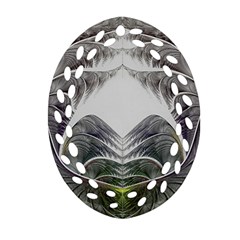 Fractal White Design Pattern Oval Filigree Ornament (Two Sides)