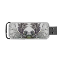 Fractal White Design Pattern Portable USB Flash (One Side)