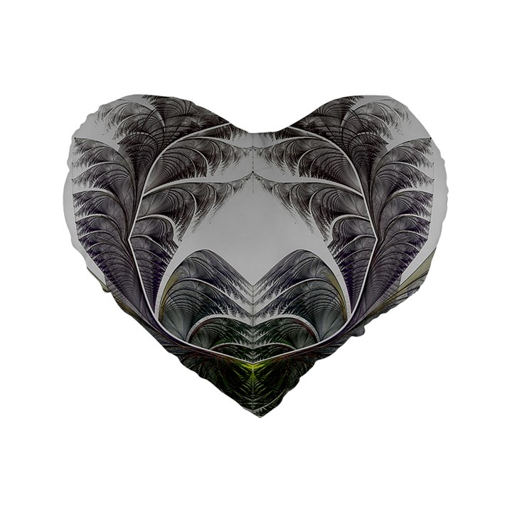 Fractal White Design Pattern Standard 16  Premium Heart Shape Cushions