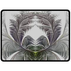 Fractal White Design Pattern Double Sided Fleece Blanket (Large) 