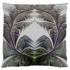 Fractal White Design Pattern Large Flano Cushion Case (Two Sides)