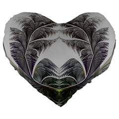 Fractal White Design Pattern Large 19  Premium Flano Heart Shape Cushions