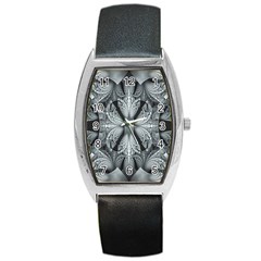 Fractal Blue Lace Texture Pattern Barrel Style Metal Watch by Celenk