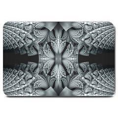 Fractal Blue Lace Texture Pattern Large Doormat  by Celenk