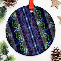 Fractal Blue Lines Colorful Ornament (round) by Celenk