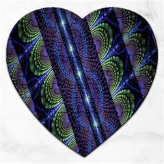 Fractal Blue Lines Colorful Jigsaw Puzzle (heart) by Celenk