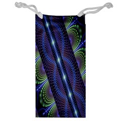 Fractal Blue Lines Colorful Jewelry Bag by Celenk