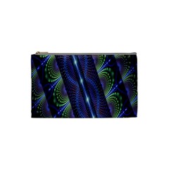 Fractal Blue Lines Colorful Cosmetic Bag (small)  by Celenk