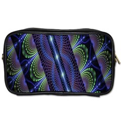 Fractal Blue Lines Colorful Toiletries Bags by Celenk