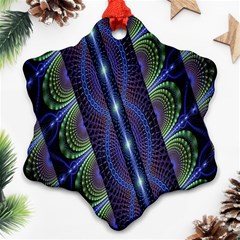 Fractal Blue Lines Colorful Ornament (snowflake) by Celenk