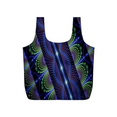 Fractal Blue Lines Colorful Full Print Recycle Bags (s)  by Celenk