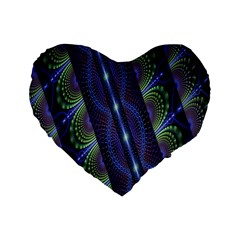 Fractal Blue Lines Colorful Standard 16  Premium Flano Heart Shape Cushions by Celenk