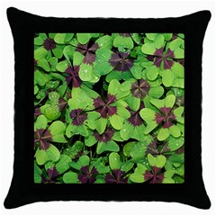 Luck Klee Lucky Clover Vierblattrig Throw Pillow Case (black) by Celenk