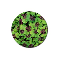 Luck Klee Lucky Clover Vierblattrig Rubber Coaster (round)  by Celenk