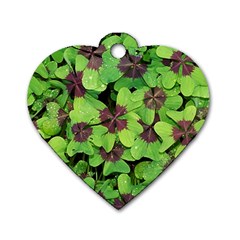 Luck Klee Lucky Clover Vierblattrig Dog Tag Heart (one Side) by Celenk