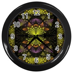 Fractal Multi Color Geometry Wall Clocks (black) by Celenk