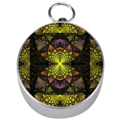 Fractal Multi Color Geometry Silver Compasses by Celenk