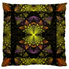 Fractal Multi Color Geometry Large Flano Cushion Case (one Side) by Celenk