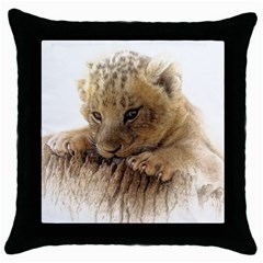 Lion Cub Close Cute Eyes Lookout Throw Pillow Case (black) by Celenk