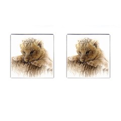 Lion Cub Close Cute Eyes Lookout Cufflinks (square) by Celenk