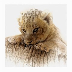 Lion Cub Close Cute Eyes Lookout Medium Glasses Cloth (2-side) by Celenk