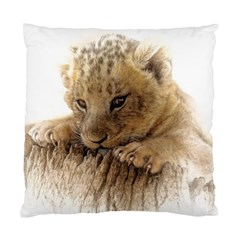 Lion Cub Close Cute Eyes Lookout Standard Cushion Case (one Side) by Celenk