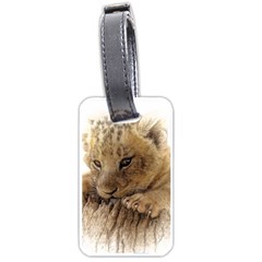 Lion Cub Close Cute Eyes Lookout Luggage Tags (one Side)  by Celenk