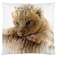 Lion Cub Close Cute Eyes Lookout Large Cushion Case (one Side) by Celenk