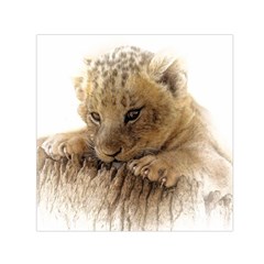 Lion Cub Close Cute Eyes Lookout Small Satin Scarf (square) by Celenk