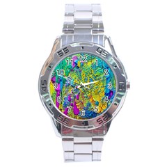 Background Art Abstract Watercolor Stainless Steel Analogue Watch by Celenk