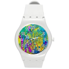 Background Art Abstract Watercolor Round Plastic Sport Watch (m) by Celenk