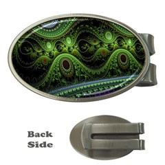 Fractal Green Gears Fantasy Money Clips (oval)  by Celenk