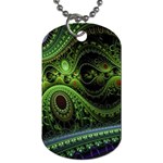 Fractal Green Gears Fantasy Dog Tag (Two Sides) Front