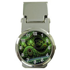 Fractal Green Gears Fantasy Money Clip Watches by Celenk