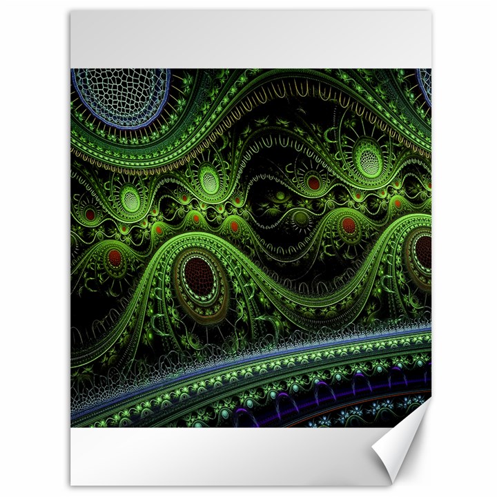 Fractal Green Gears Fantasy Canvas 36  x 48  