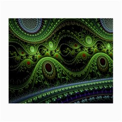 Fractal Green Gears Fantasy Small Glasses Cloth (2-side) by Celenk