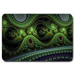 Fractal Green Gears Fantasy Large Doormat  by Celenk