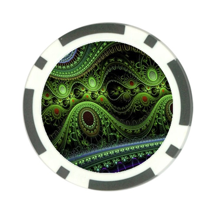 Fractal Green Gears Fantasy Poker Chip Card Guard (10 pack)