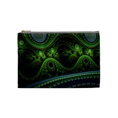 Fractal Green Gears Fantasy Cosmetic Bag (medium)  by Celenk