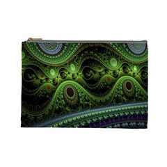 Fractal Green Gears Fantasy Cosmetic Bag (large)  by Celenk