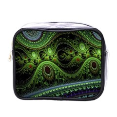 Fractal Green Gears Fantasy Mini Toiletries Bags by Celenk