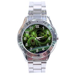 Fractal Green Gears Fantasy Stainless Steel Analogue Watch by Celenk